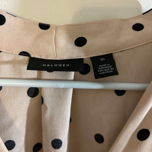 Halogen light pink with black polka dots blouse, size Medium - Picture 3 of 3